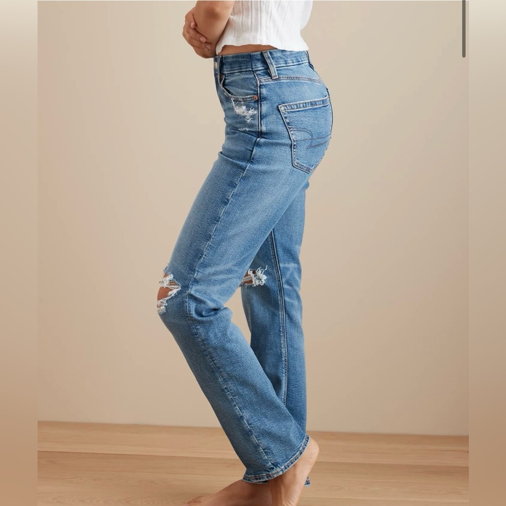 American Eagle Curvy Straight Distressed Jeans Sz 6 short